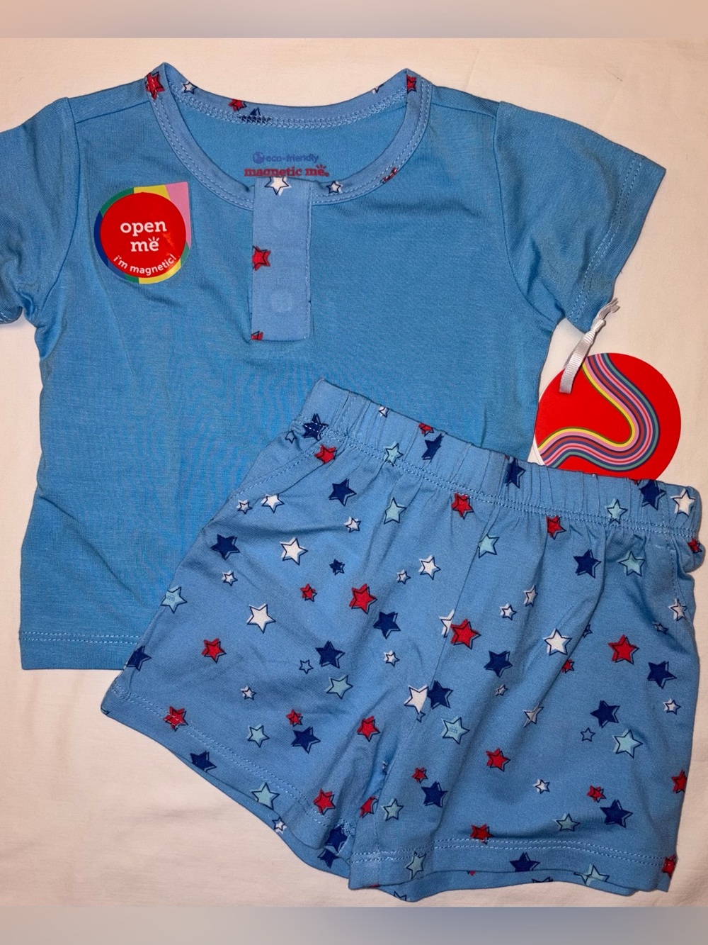 Magnetic Me Red White & Bluetiful Magnetic Modal top and shorts sz 3-6 mo NWT